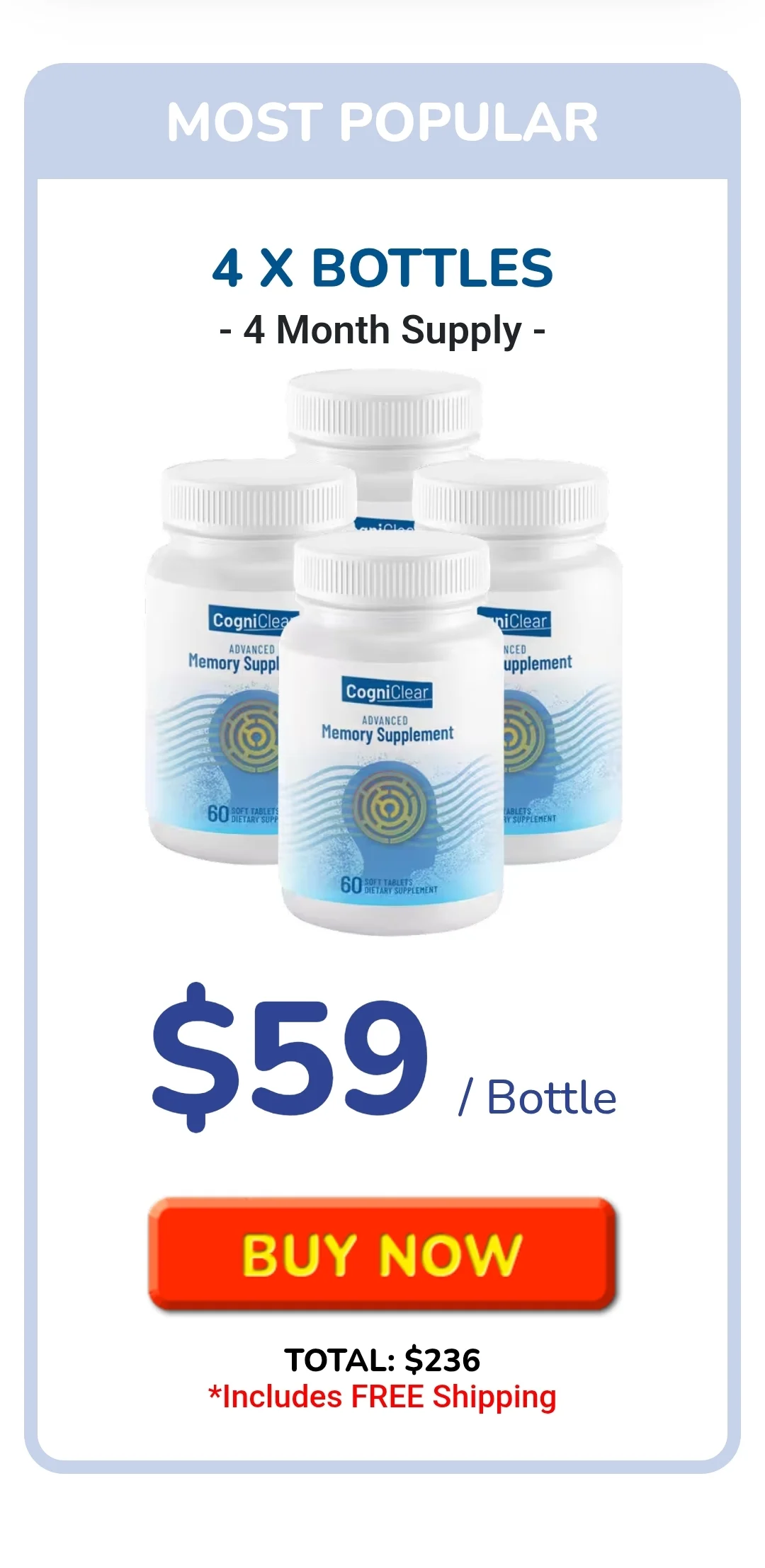 Cogniclear™ 4 bottles pricing